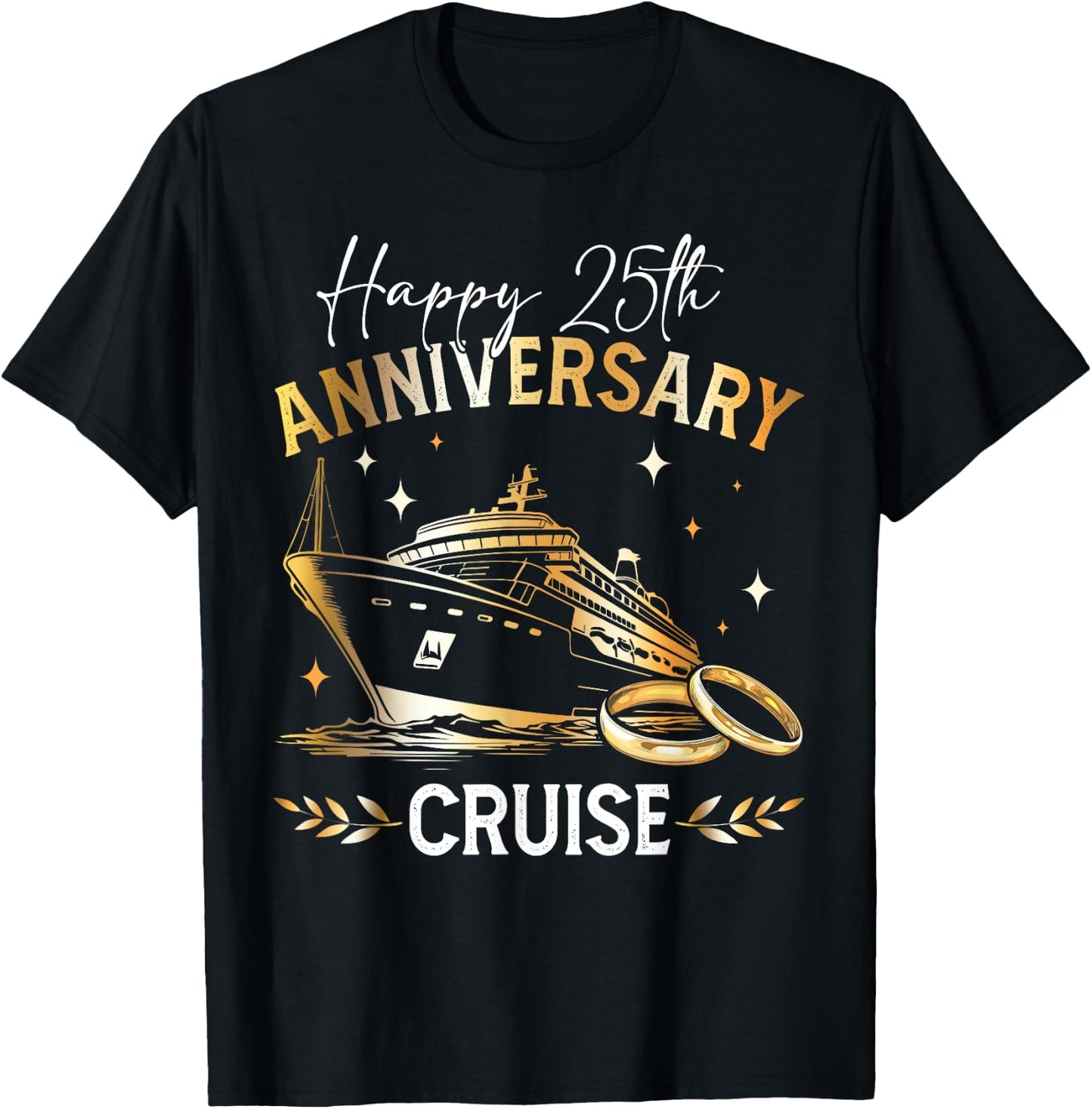 Happy 25th Anniversary Cruise Wedding Matching Gifts T-Shirt - T-Shirt | Black