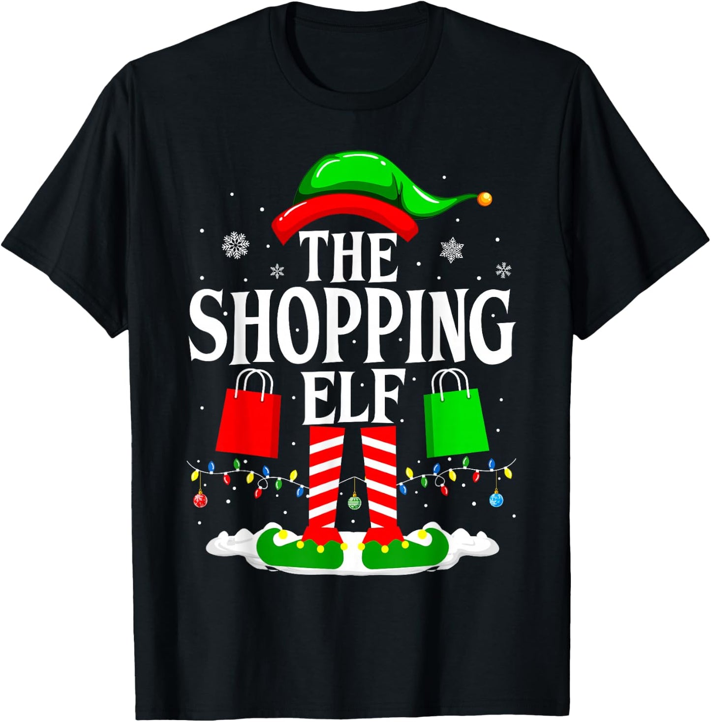 The Shopping Elf Funny Xmas Family matching Christmas T-Shirt - T-Shirt | Black