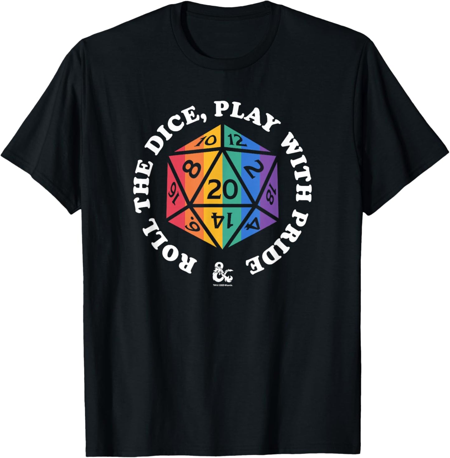 Dungeons & Dragons Rainbow Roll The Dice Play With Pride T-Shirt - T-Shirt | Black