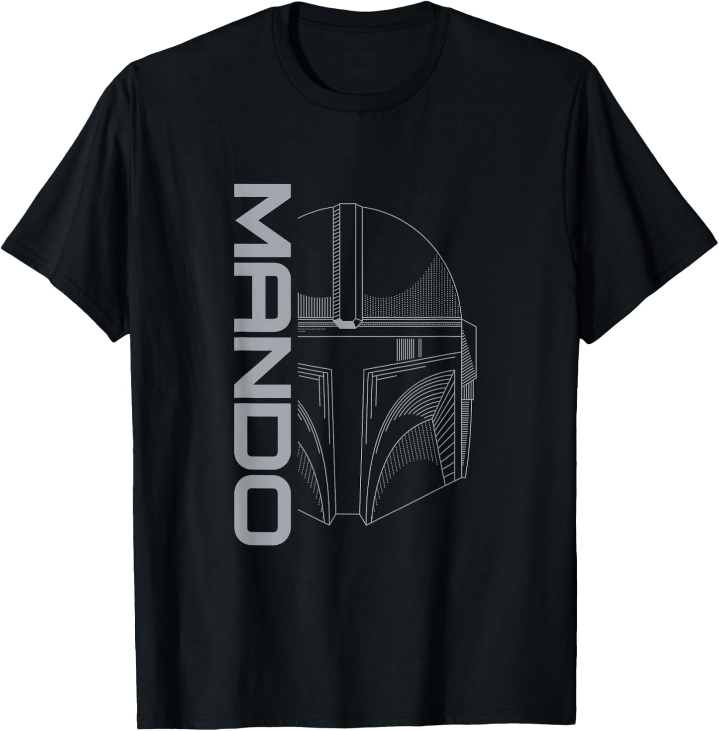 Star Wars: The Mandalorian Silver Line Art Vintage Mando T-Shirt - T-Shirt | Black