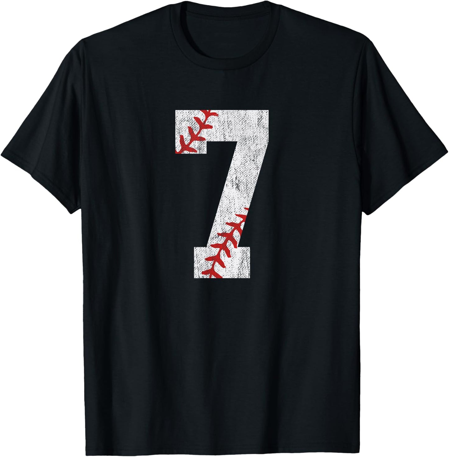 Number #7 Vintage 7th Birthday Baseball Lover 7 Years Old T-Shirt - T-Shirt | Black