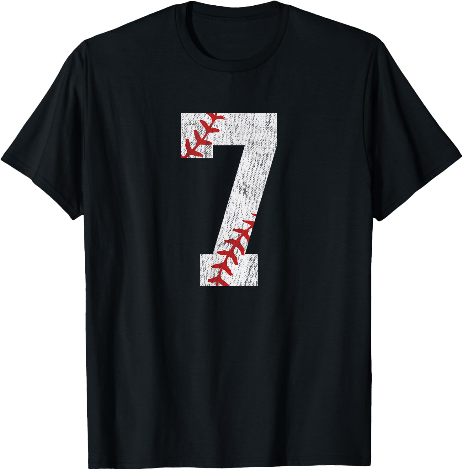 Number #7 Vintage 7th Birthday Baseball Lover 7 Years Old T-Shirt - T-Shirt | Black