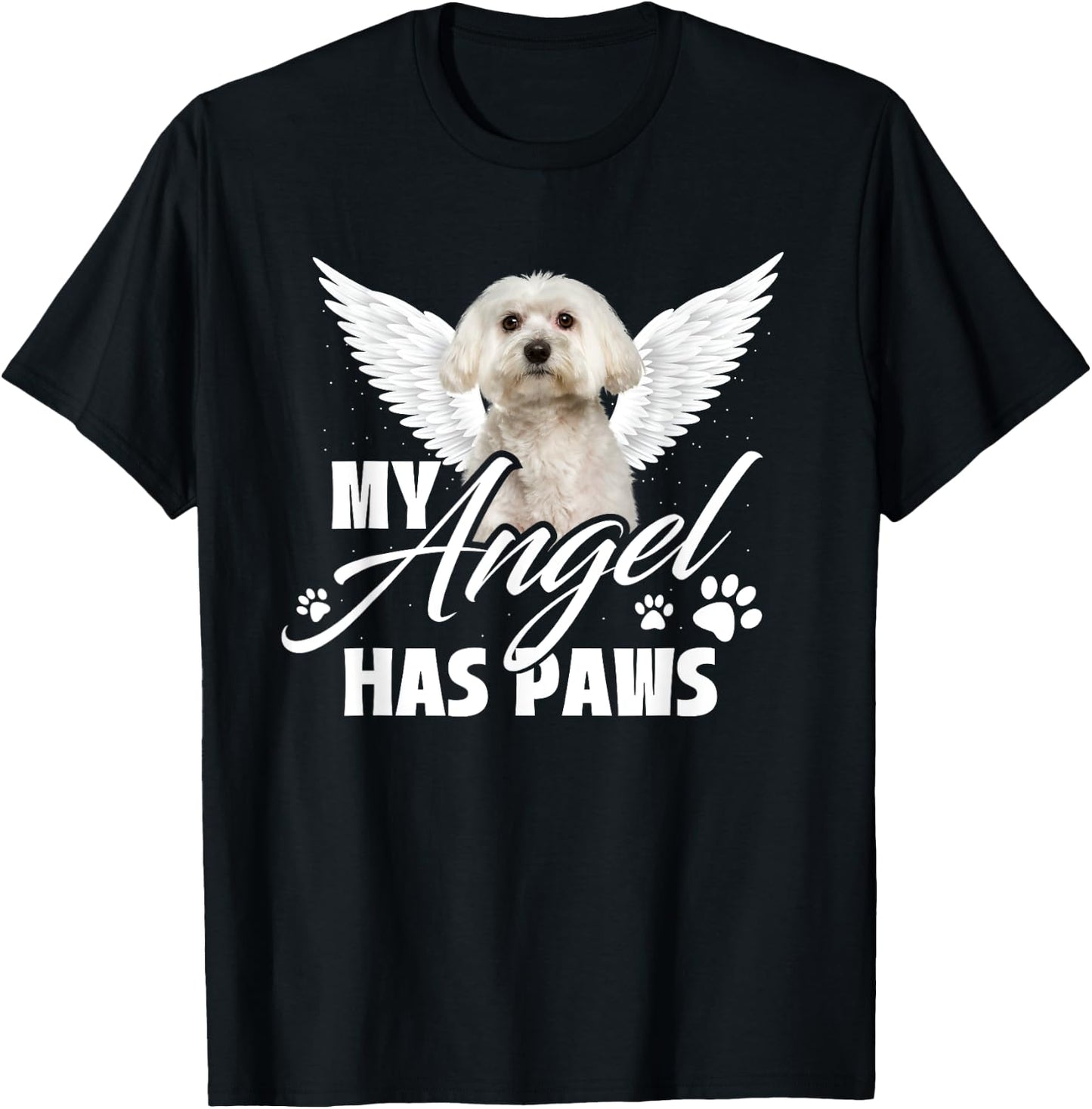 My Angel Has Paws - Memorial Dog Lover Puppy Owner Puppies Women Kids T-Shirt - T-Shirt | Black