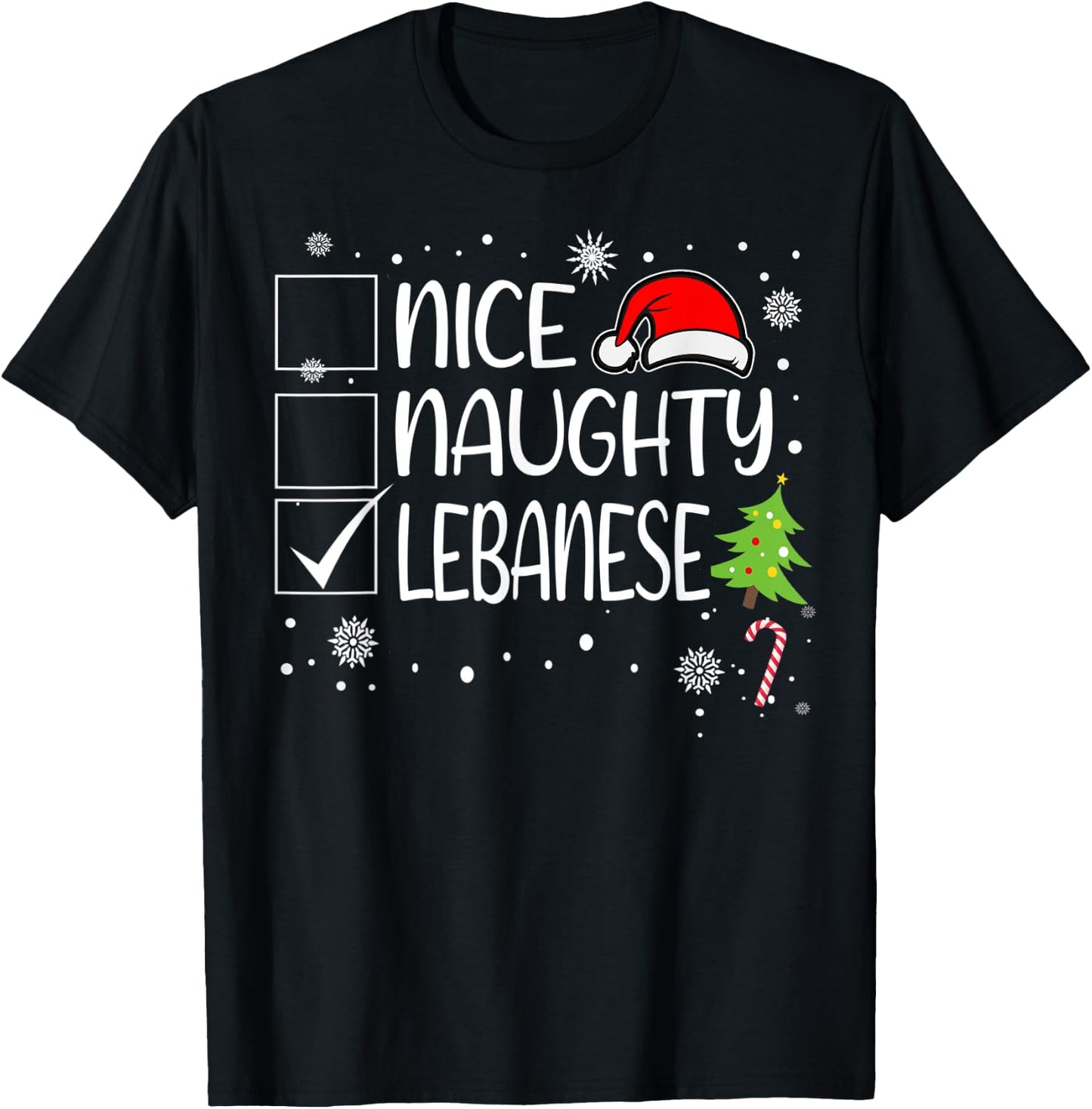 Nice Naughty Lebanese Christmas Naughty Family Group Xmas T-Shirt - T-Shirt | Black