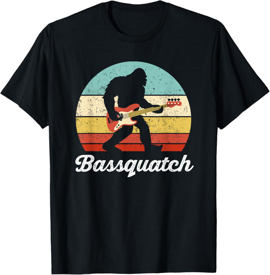 Bigfoot Bass Player Guitar Sasquatch Bassist Music Guitarist T-Shirt - T-Shirt | Black