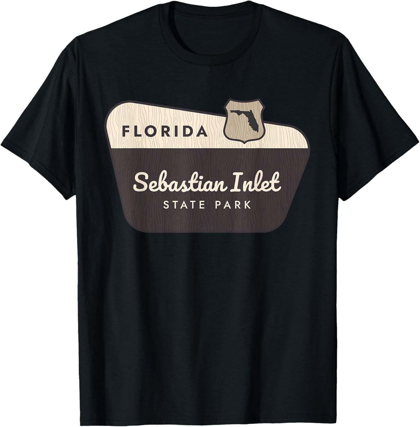 Sebastian Inlet State Park Florida Welcome Sign Vacation T-Shirt - T-Shirt | Black