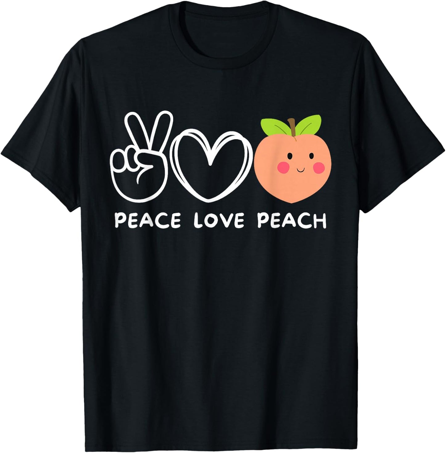 Peace, Love Peach Retro Peach Lover Fruit Lover T-Shirt - T-Shirt | Black