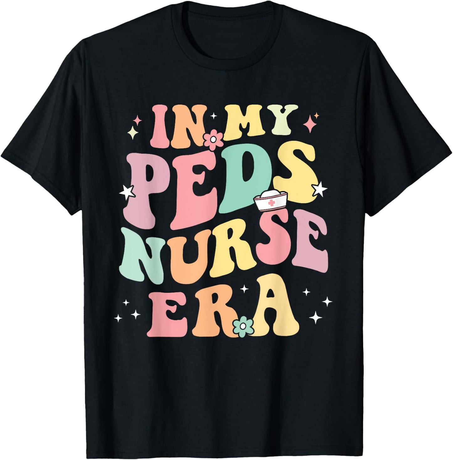 In My PEDS Nurse Era Retro Nurse Appreciation Pediatrician T-Shirt - T-Shirt | Black