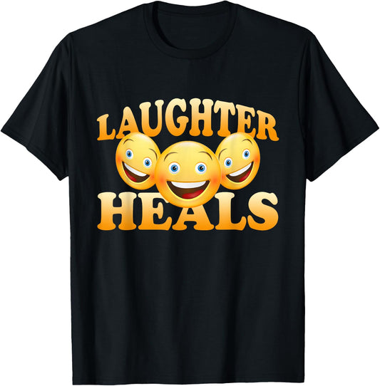 Laughter Heals Laughter Meditation Laughter Yoga Laughing T-Shirt - T-Shirt | Black