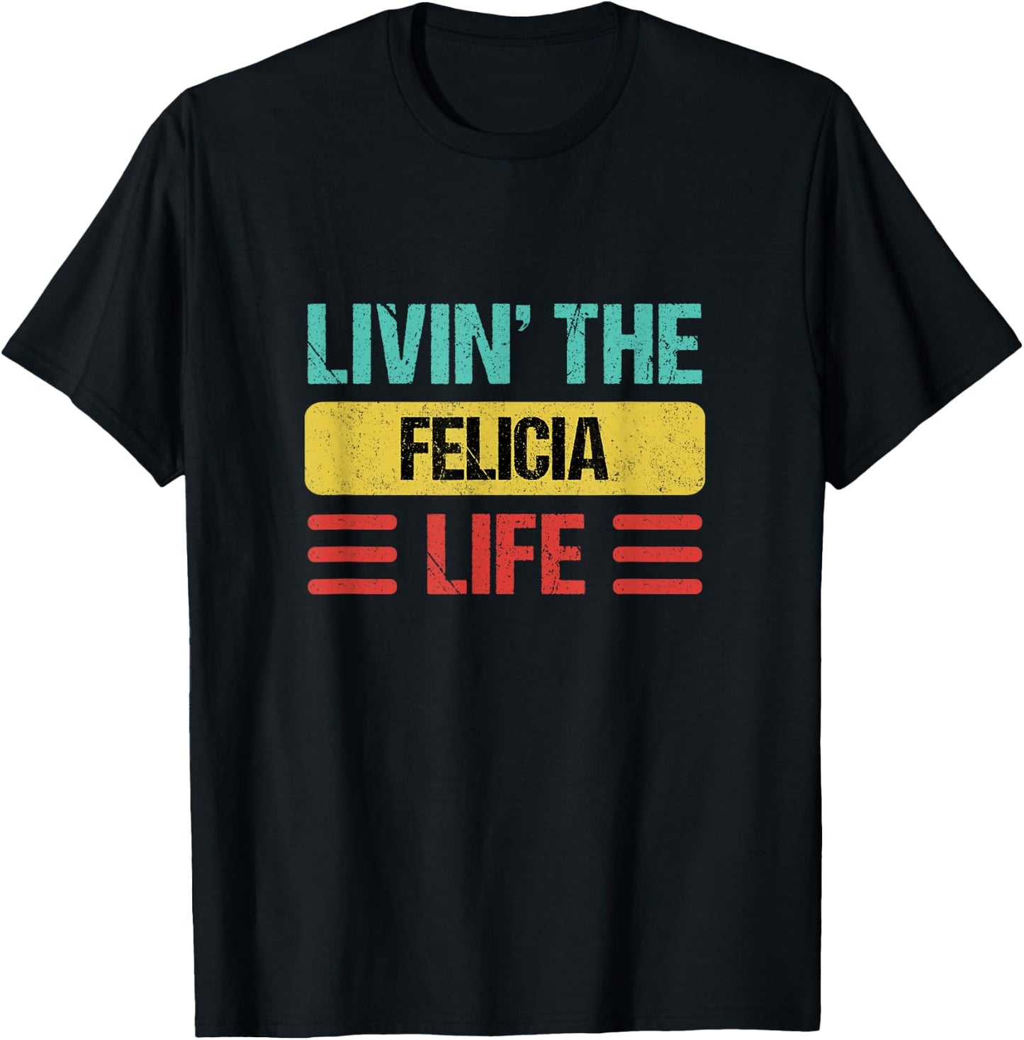 Felicia Name Shirts & Gifts Felicia -Adults Black Small Classic Fit Short Sleeve Personalized Name T-Shirt - T-Shirt | Black