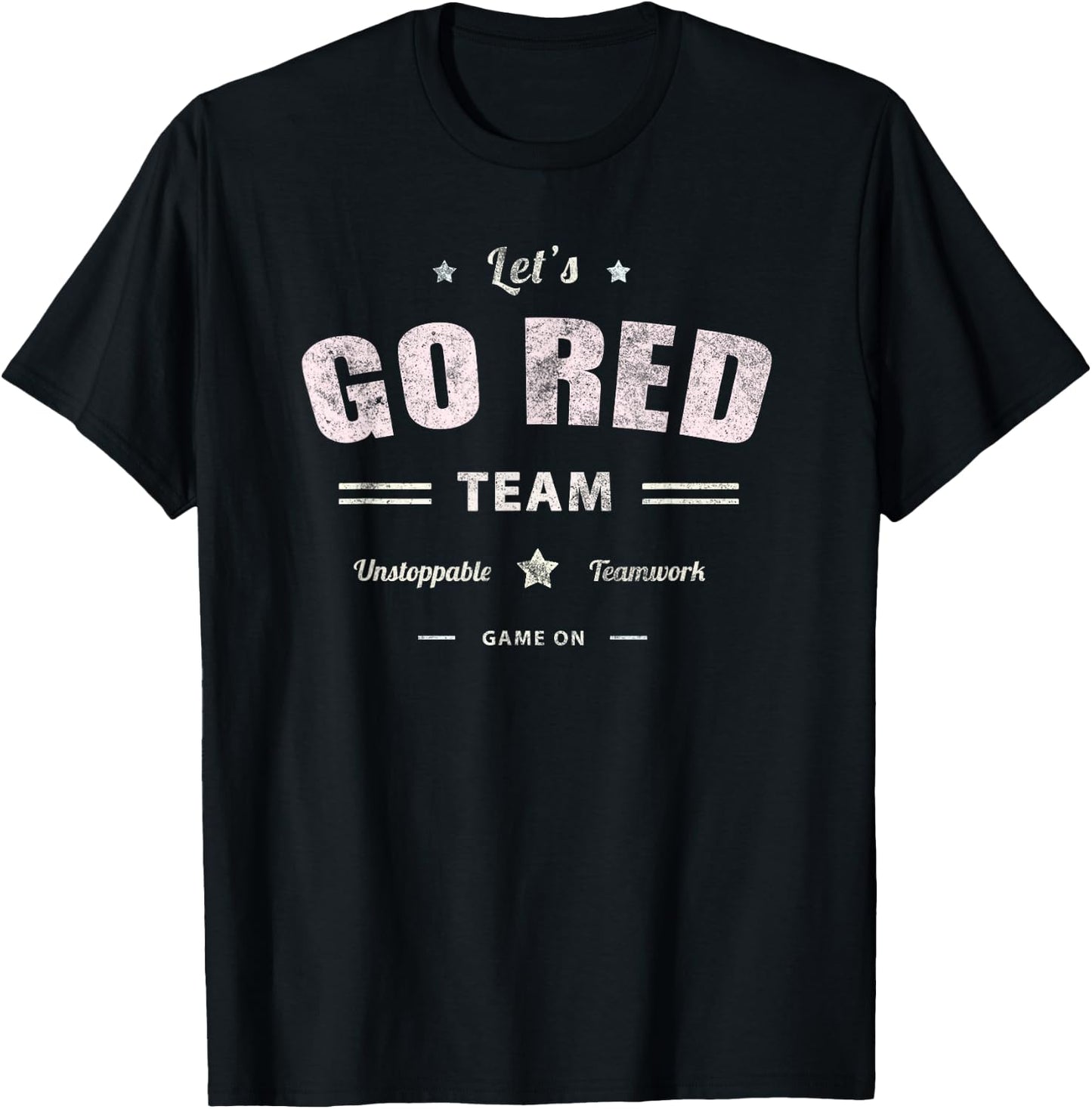 Vintage LET'S GO RED Team War Game Competition Summer Camp T-Shirt - T-Shirt | Black