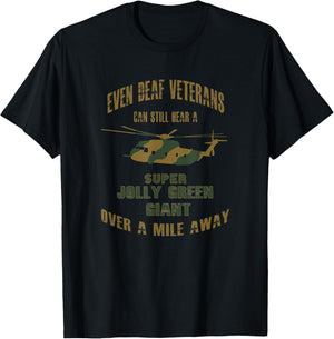 HH-53 Super Jolly Green Giant Helicopter Deaf Veteran Camo T-Shirt - T-Shirt | Black