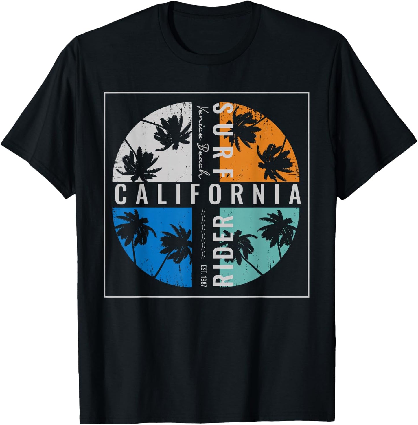 California Surf Rider Venice Beach Est 1987 T-Shirt - T-Shirt | Black