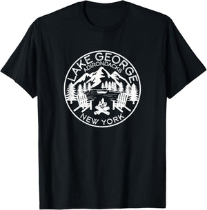 Lake George Adirondacks New York Distressed T-Shirt - T-Shirt | Black