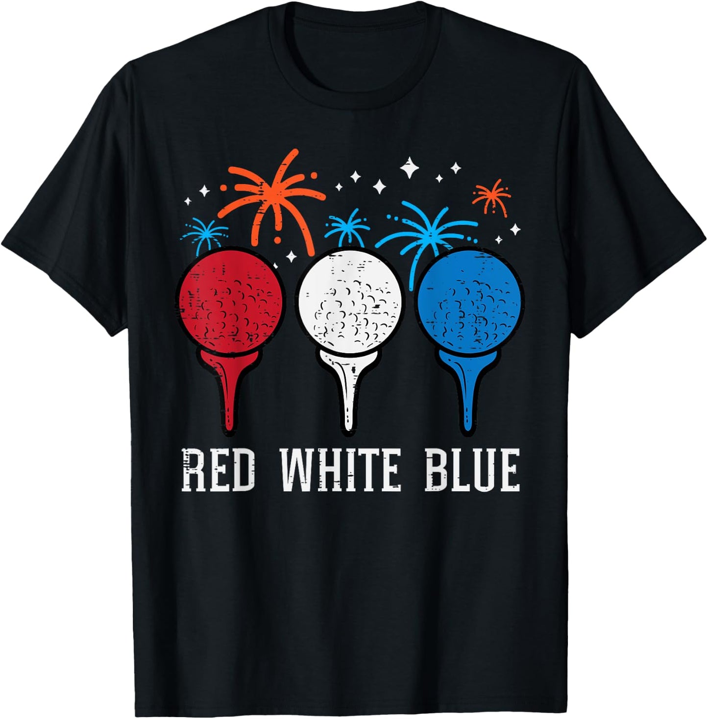 4th July Red White Blue Golf Patriotic Golfer Dad Men Women T-Shirt - T-Shirt | Black