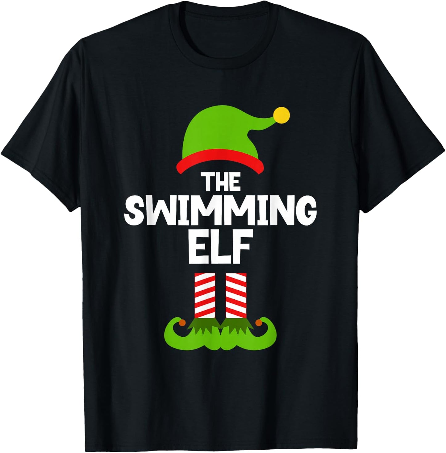 Funny I'm The Swimming Elf Christmas Xmas Swimmer Swim T-Shirt - T-Shirt | Black