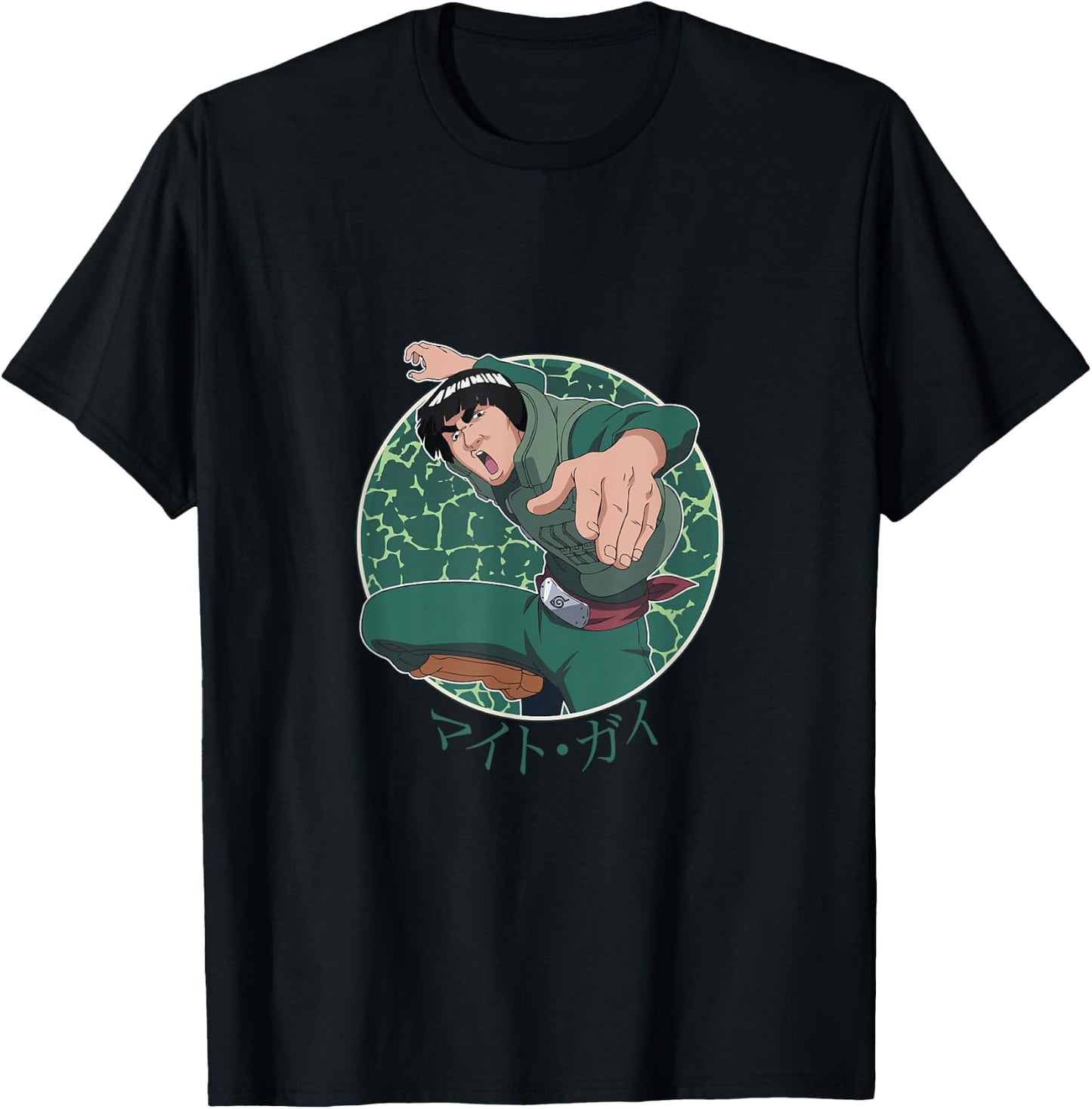 Naruto Shippuden Might Guy Character Circle T-Shirt - T-Shirt | Black