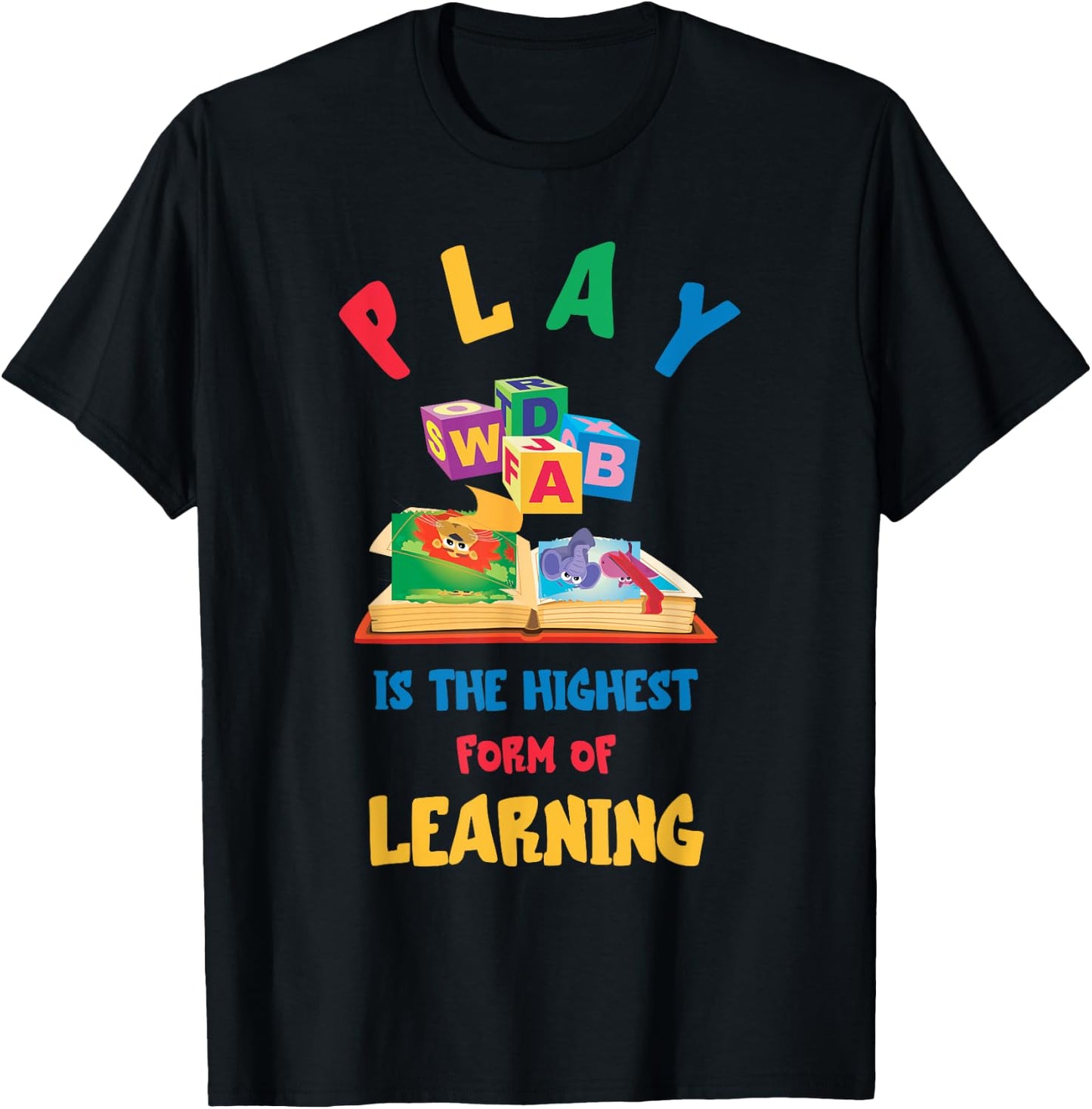 Daycare Provider Play ABC Childcare Teacher Appreciation T-Shirt - T-Shirt | Black