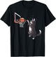 Cat Playing Basketball Gifts Men Women Kids Funny Cat T-Shirt - T-Shirt | Black