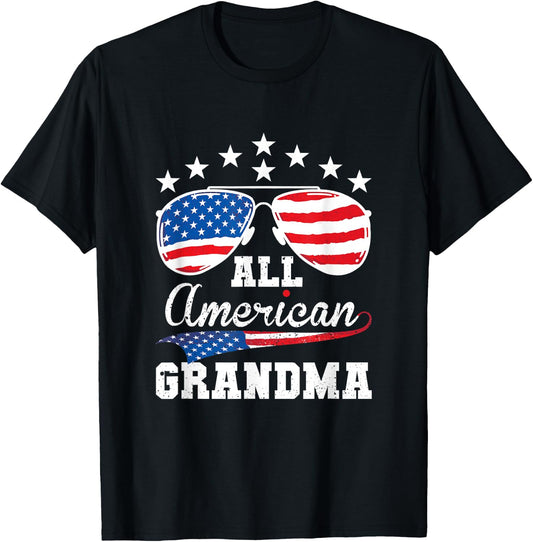 All American Grandma 4th of July Matching Family T-Shirt - T-Shirt | Black