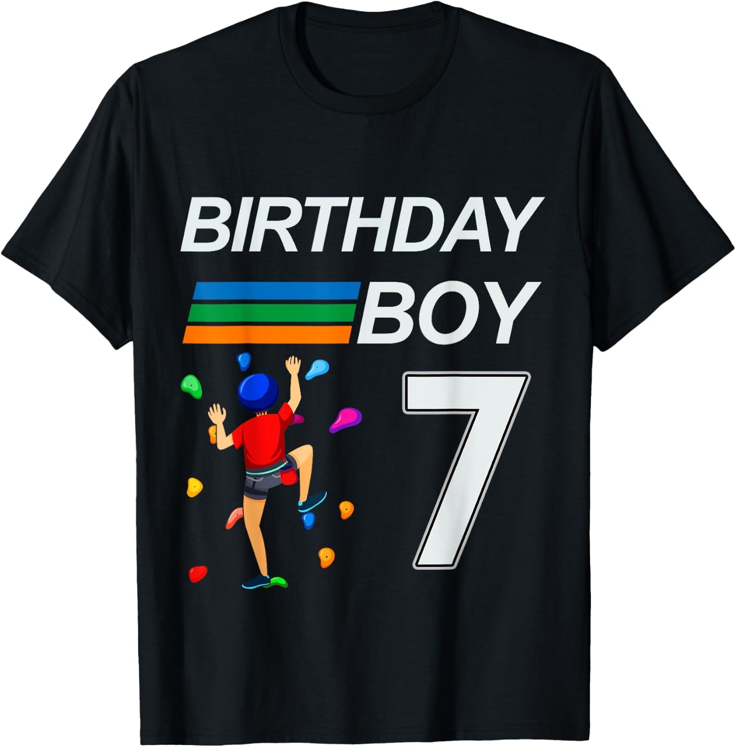 7 Years Old Birthday Bouldering Rock Climbing for Boys T-Shirt - T-Shirt | Black