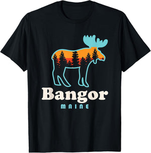 Bangor Maine Moose Bangor City Forest Outdoors T-Shirt - T-Shirt | Black