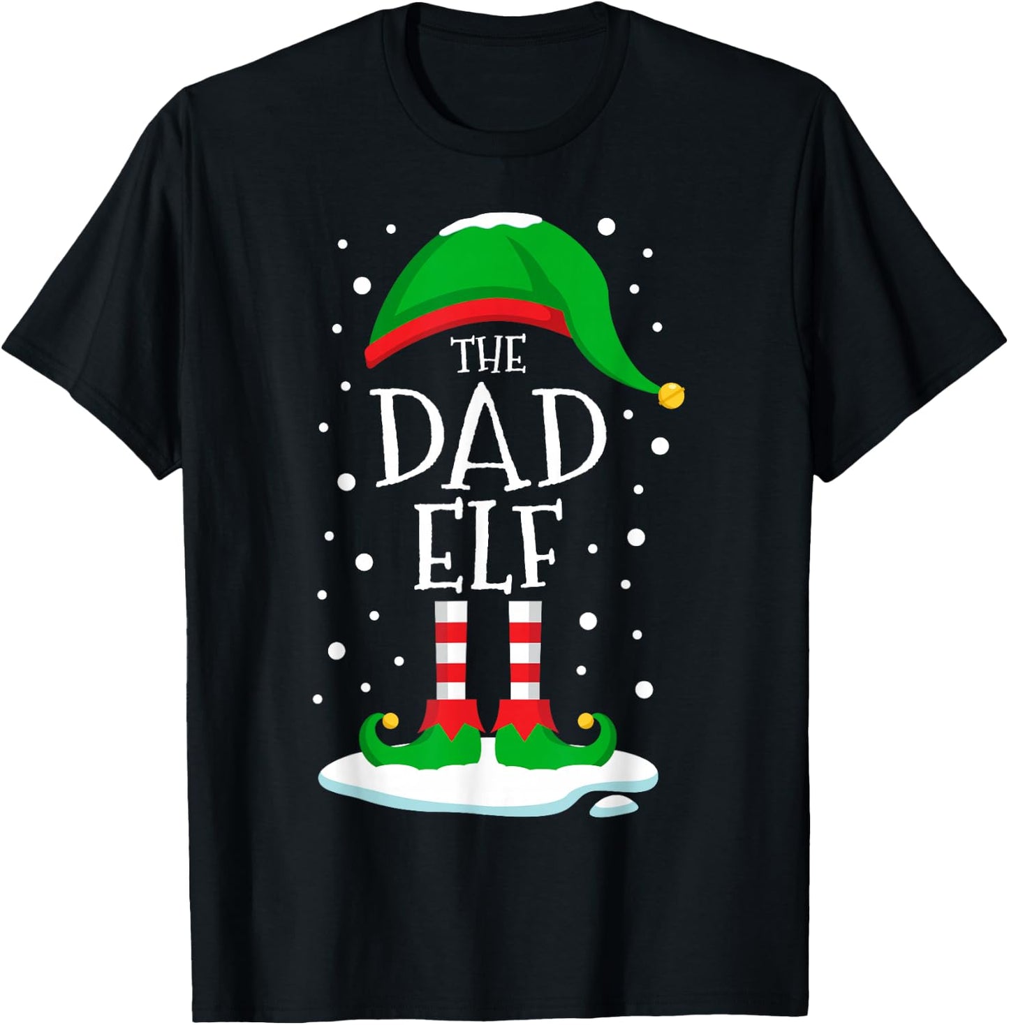 The Dad Elf Christmas Family Matching Xmas Daddy Funny T-Shirt - T-Shirt | Black