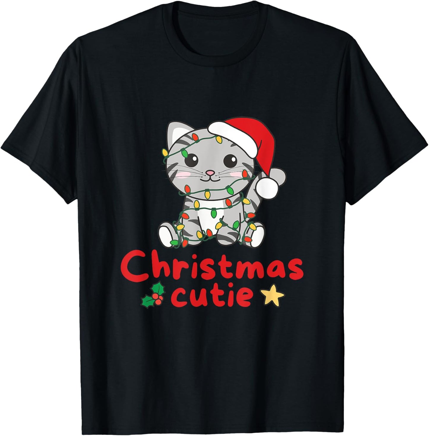 Cat Christmas Cutie Cats Christmas Women Kids T-Shirt - T-Shirt | Black