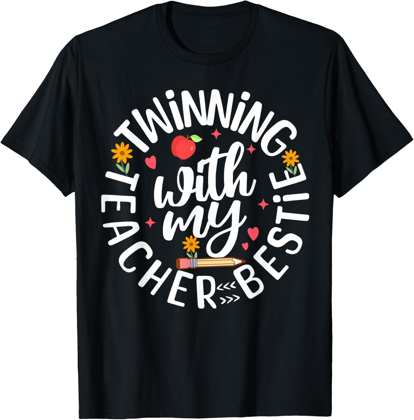 Twin Day Design for Spirit Week Teacher Bestie Matching T-Shirt - T-Shirt | Black