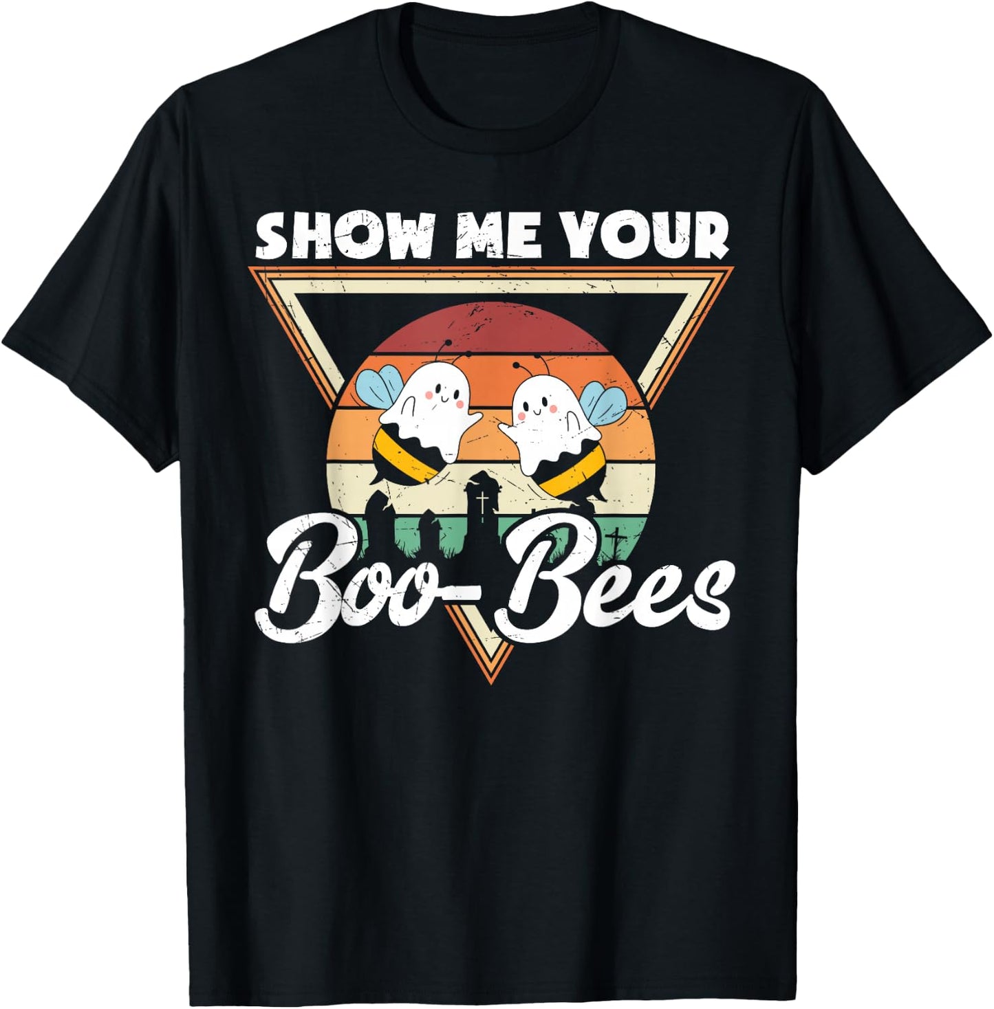 Show Me Your Boo-Bees Retro Funny Halloween Boo Bees T-Shirt - T-Shirt | Black