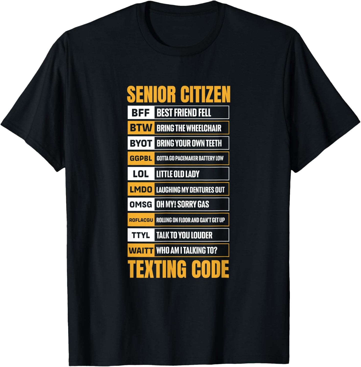 Senior Citizen Texting Code Elderly Old Age for Retired T-Shirt - T-Shirt | Black