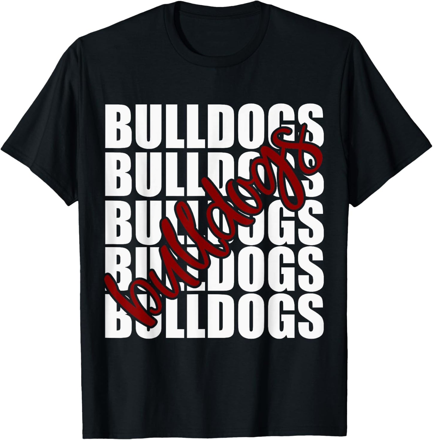 Bulldogs Maroon School Sports Fan Team Spirit T-Shirt - T-Shirt | Black