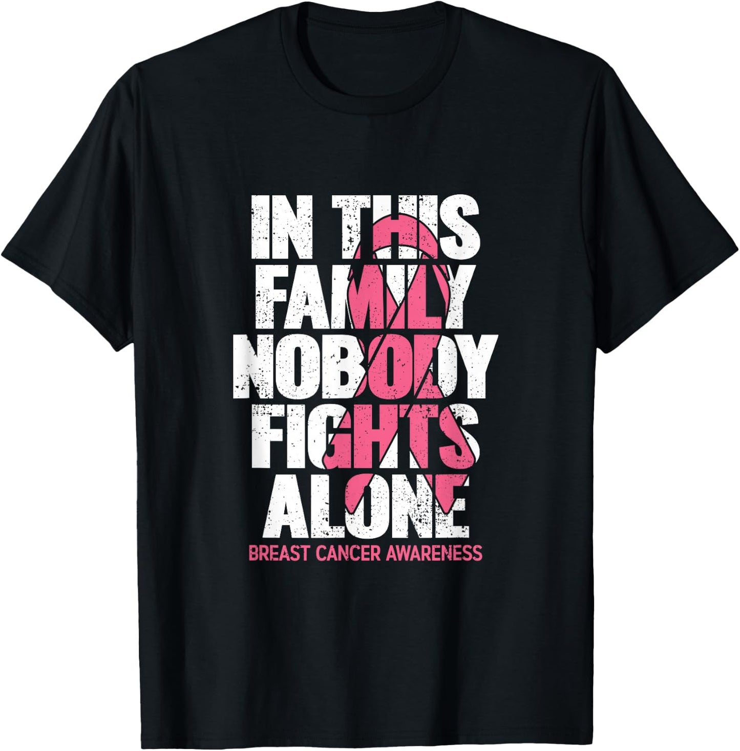 Breast Cancer Support Vintage Family Breast Cancer Awareness T-Shirt - T-Shirt | Black