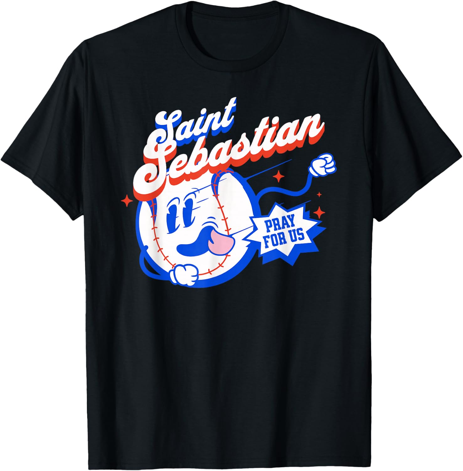 St Sebastian Patron Saint of Baseball Prayer Sports Athletes T-Shirt - T-Shirt | Black