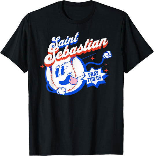 St Sebastian Patron Saint of Baseball Prayer Sports Athletes T-Shirt - T-Shirt | Black
