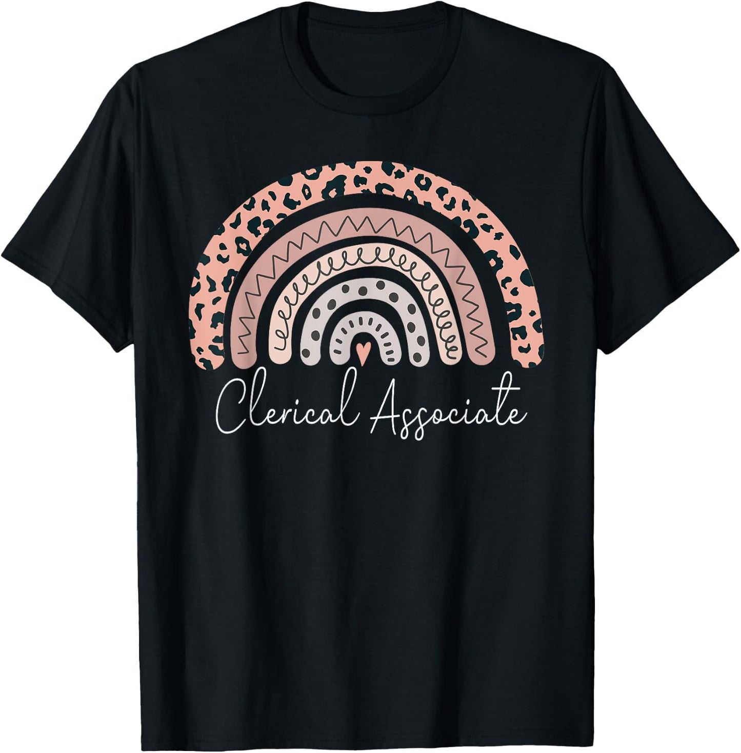 Clerical Associate Leopard Rainbow Appreciation T-Shirt - T-Shirt | Black
