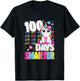 100 Days Smarter Unicorn Rainbow 100th Day Of School Girls T-Shirt - T-Shirt | Black