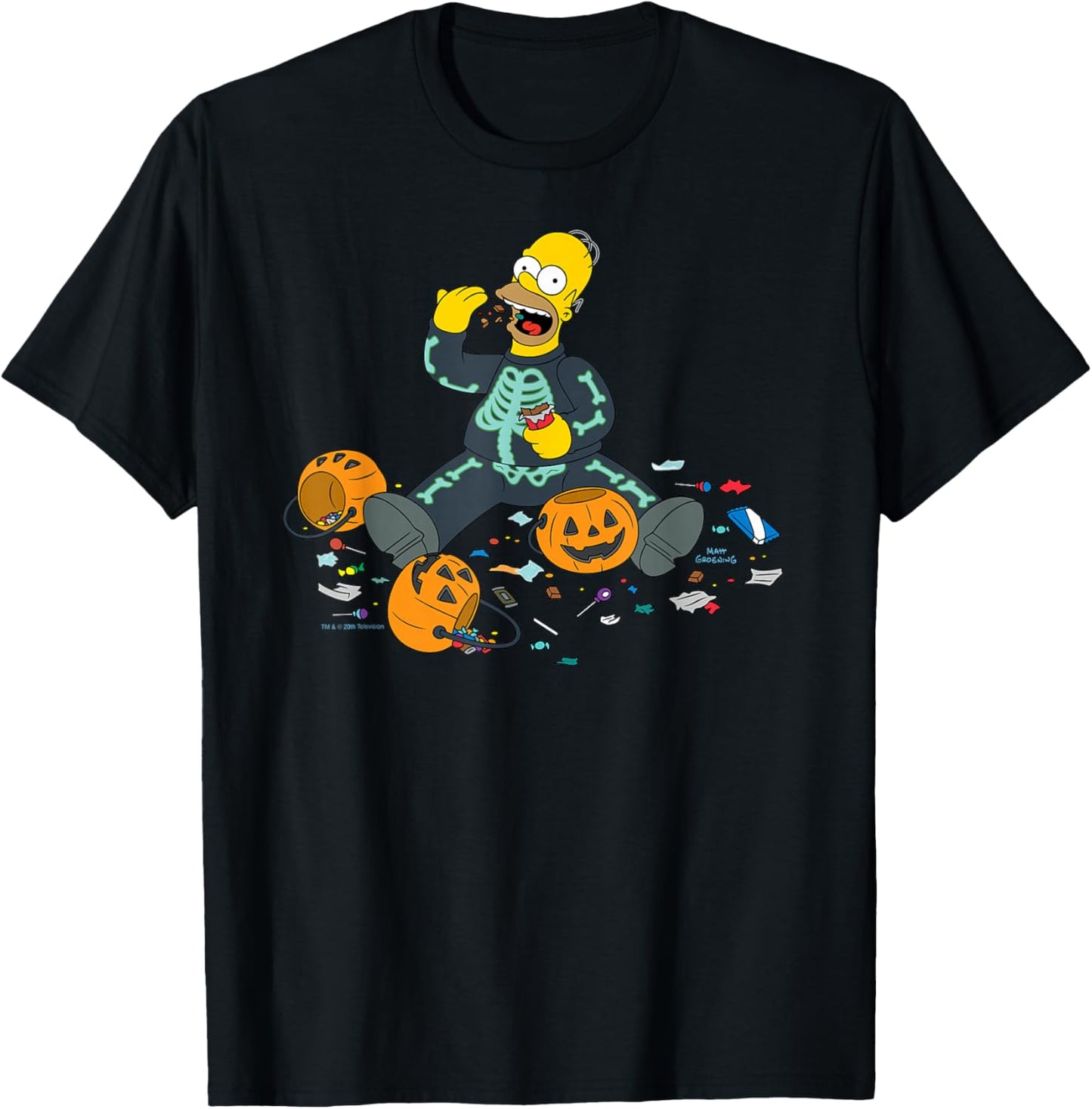 The Simpsons Homer Halloween Trick or Treat Candy Binge T-Shirt - T-Shirt | Black