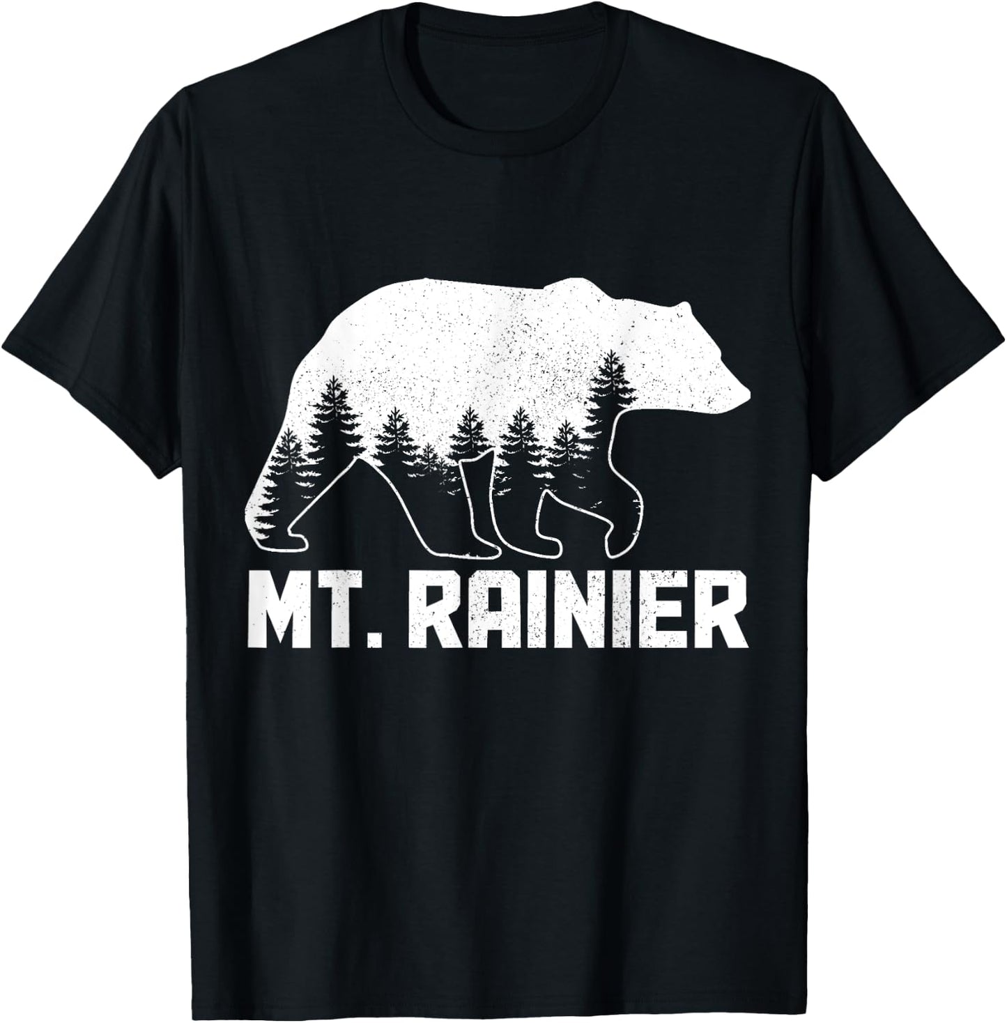 Mount Rainier Mt Bear Grizzly Outdoor National Park Vintage T-Shirt - T-Shirt | Black