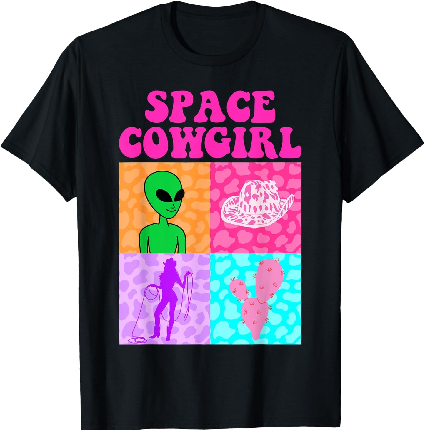 Space Cowgirl Alien Bachelorette Party Girls Rodeo Aesthetic T-Shirt - T-Shirt | Black