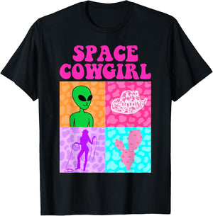 Space Cowgirl Alien Bachelorette Party Girls Rodeo Aesthetic T-Shirt - T-Shirt | Black