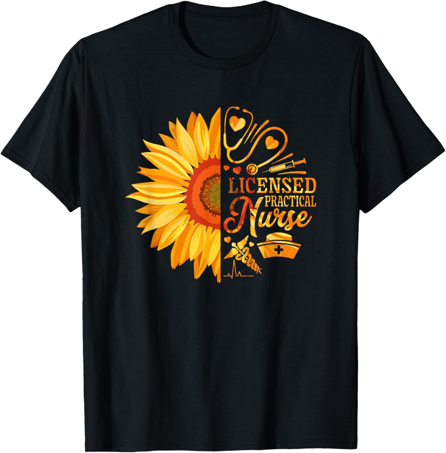 Sunflower Licensed Practical Nurse Medical Nursing LPN T-Shirt - T-Shirt | Black