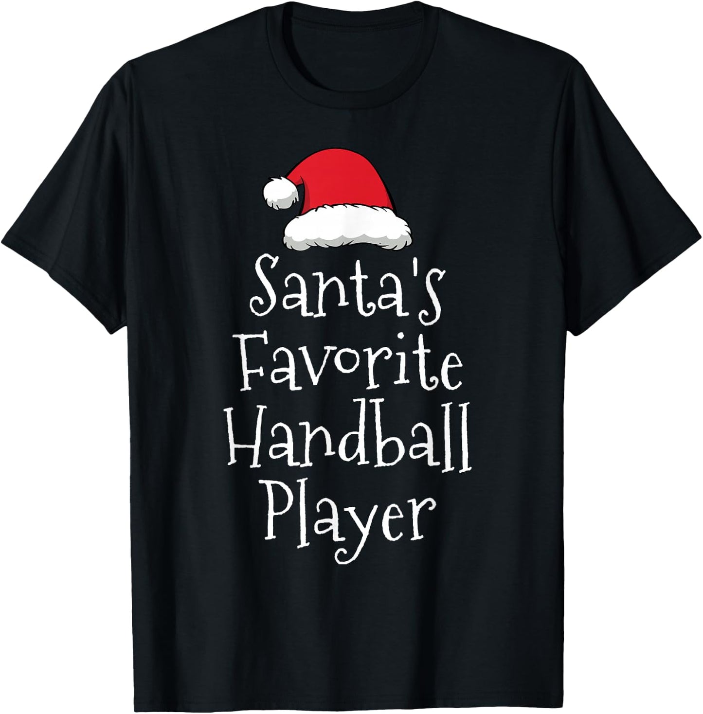 Santas Favorite Handball Player - Christmas Handball Gift T-Shirt - T-Shirt | Black