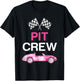 Pit Crew Costume Adult Kids Girls Boys Pink Racing Car Flag T-Shirt - T-Shirt | Black
