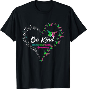 Butterfly Be Kind Ribbon Metastatic Breast Cancer T-Shirt - T-Shirt | Black