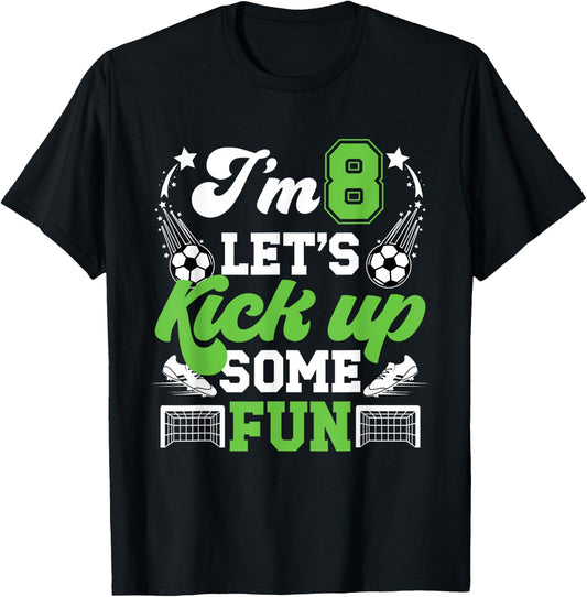 8th Birthday Soccer Boy Eight Year Old Soccer Player T-Shirt - T-Shirt | Black