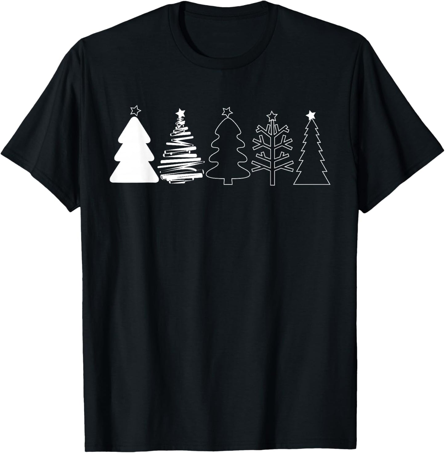 Rustic Christmas Trees Winter Forest Minimalist T-Shirt - T-Shirt | Black