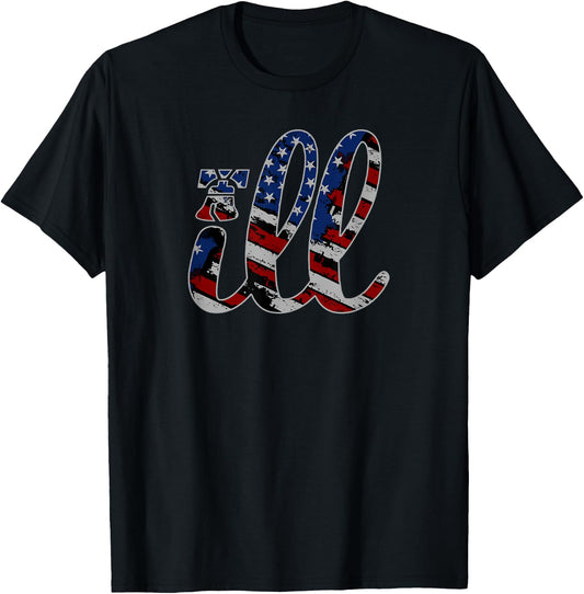 Ill Philadelphia Philly American Flag Grunge Liberty Bell T-Shirt - T-Shirt | Black