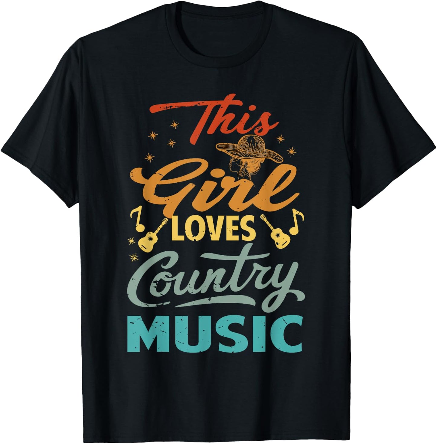 This Girl Loves Country Music T-Shirt - T-Shirt | Black