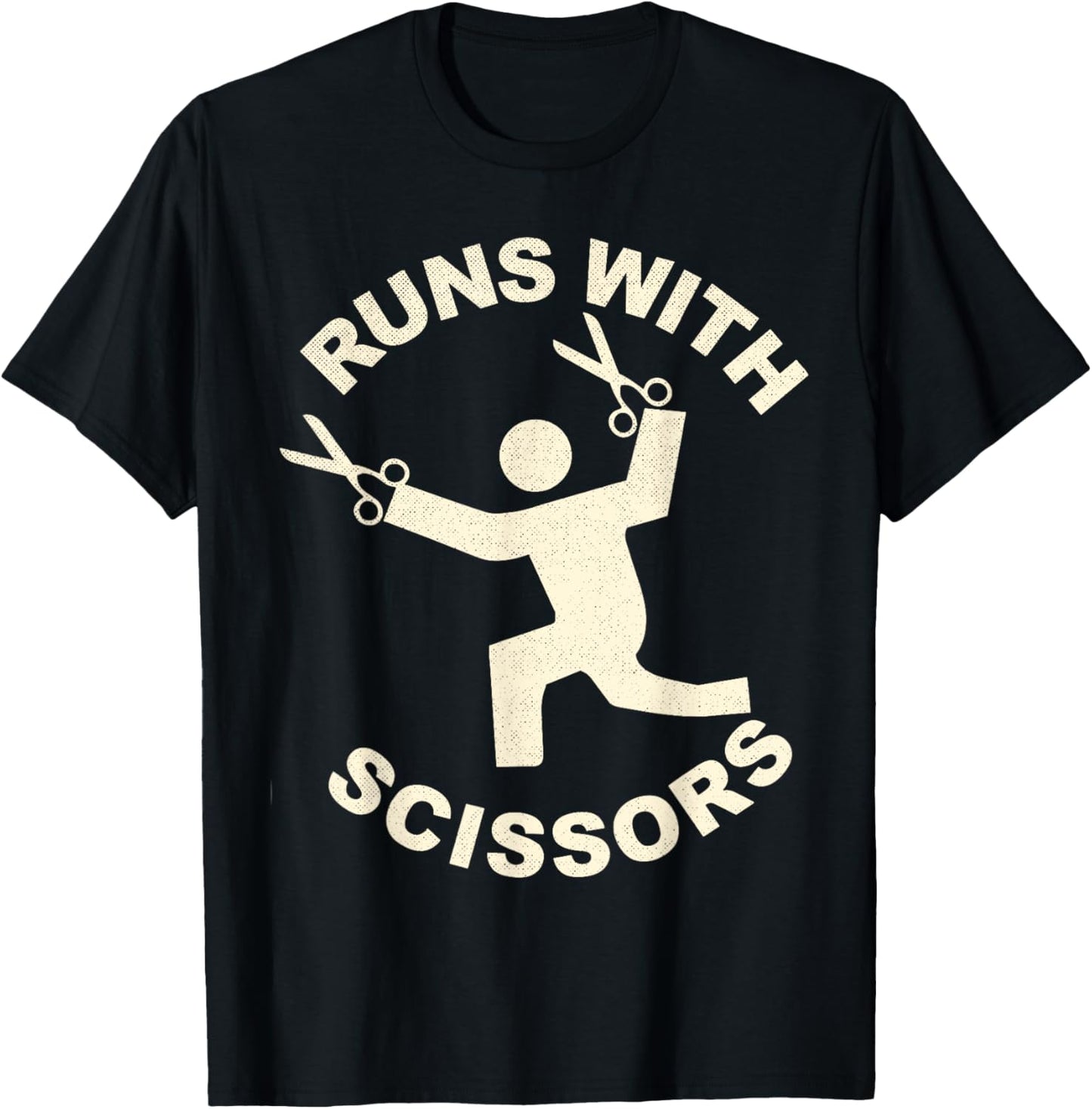 Runs with Scissors Funny Dangerous Stick Figure T-Shirt - T-Shirt | Black